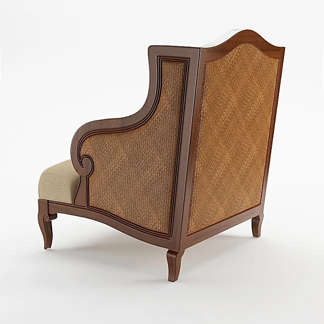 Classic Armchair with Cane and Upholstery (2)