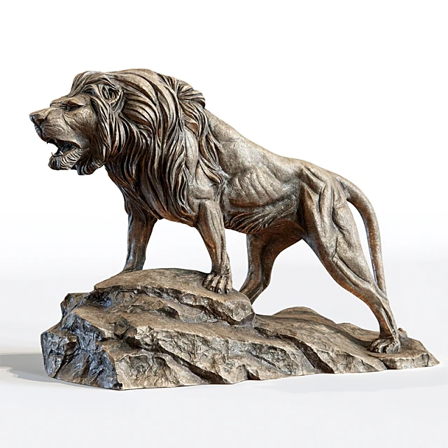 Classic Roaring Lion Stone Sculpture