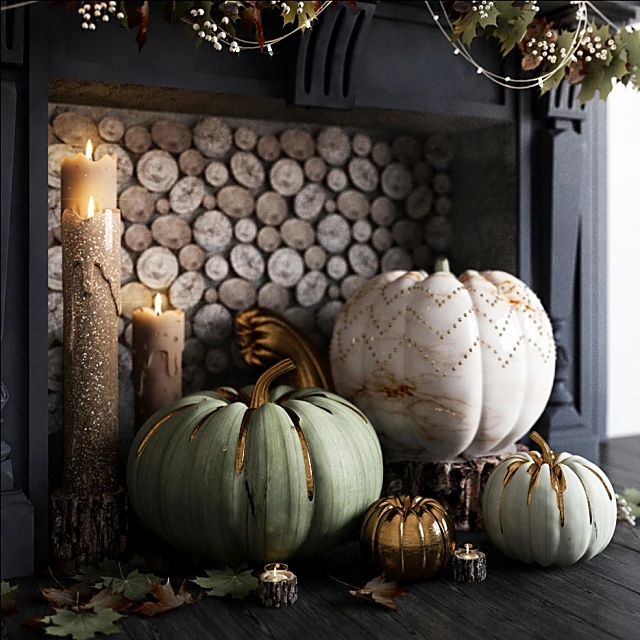 Autumn Decorative Set with Pumpkins and Garlands (2)