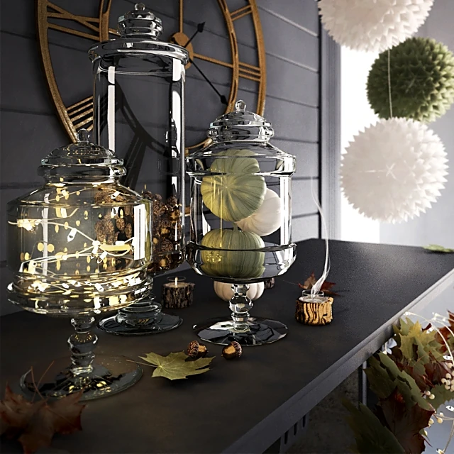 Autumn Decorative Set with Pumpkins and Garlands (3)