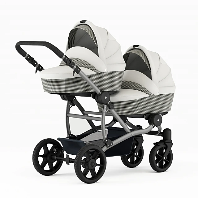 Twin Stroller with Fabric Upholstery