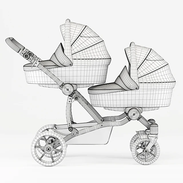 Twin Stroller with Fabric Upholstery (3)
