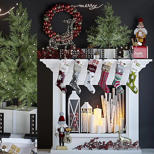 Christmas Decoration Set with Artificial Fireplace