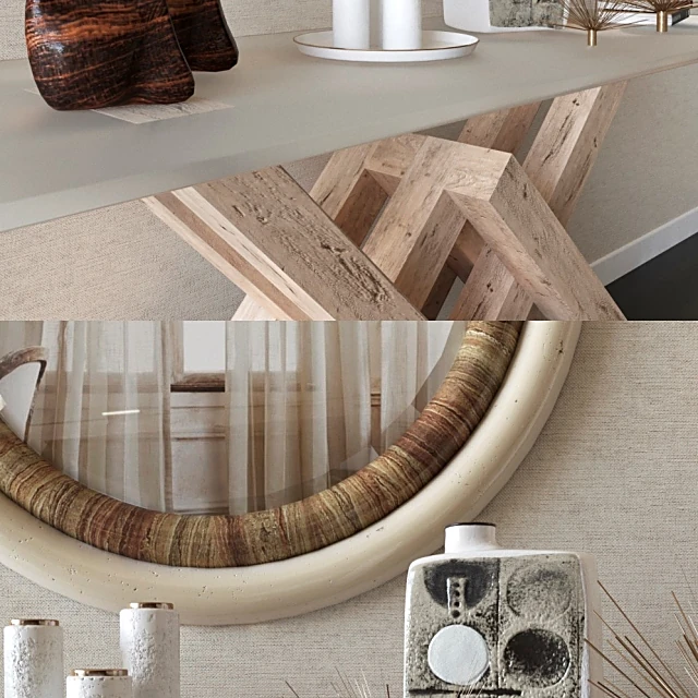 Console Table with Geometric Wood Base (2)