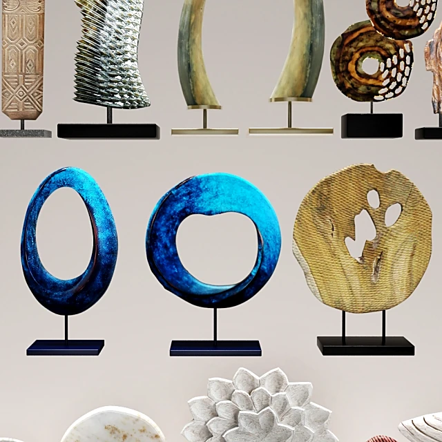 Collection of Decorative Sculptures with Varied Materials