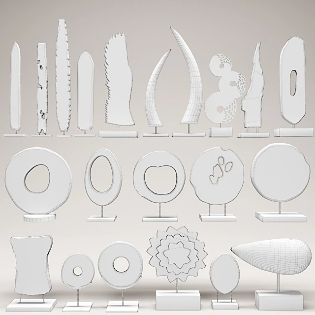 Collection of Decorative Sculptures with Varied Materials (3)
