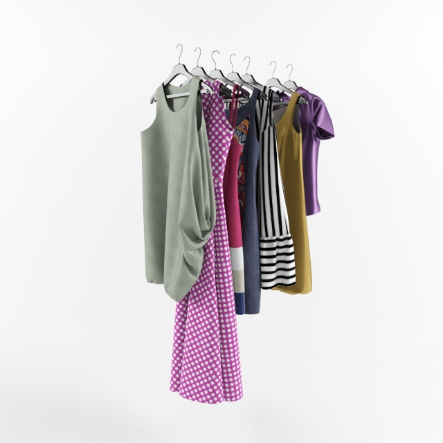 women's clothing on hangers - Download the 3D Model (9632 ...