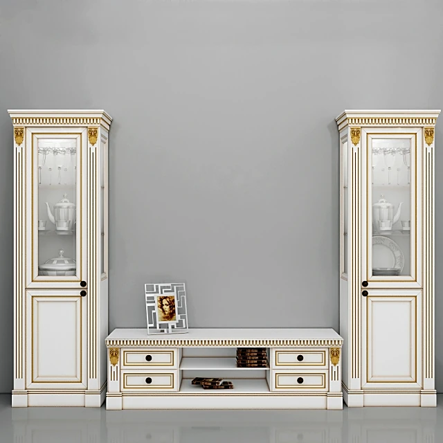 Sideboard and TV Stand Classic White and Gold