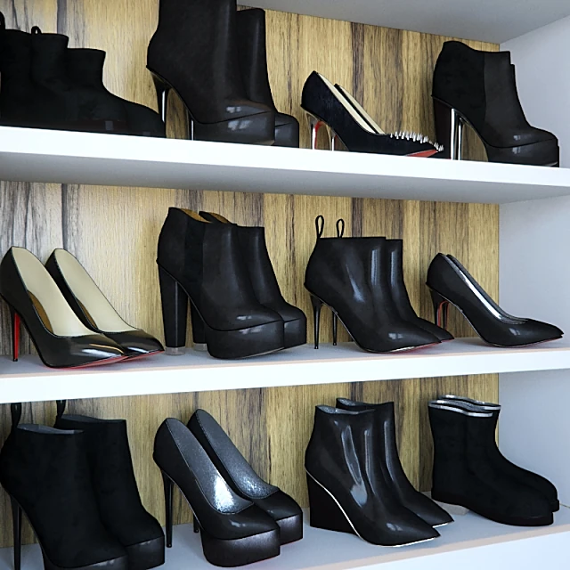 Woman Shoes Set with Modern Black Designs (2)