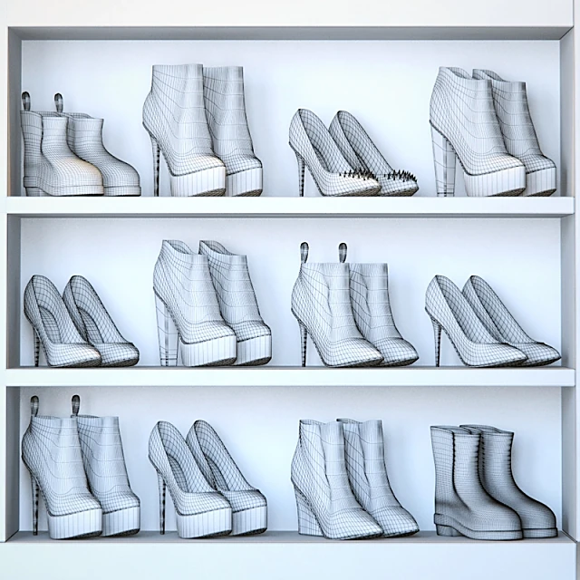 Woman Shoes Set with Modern Black Designs (3)