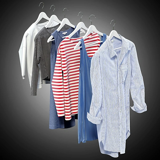 Clothing on Hangers with Assorted Garments