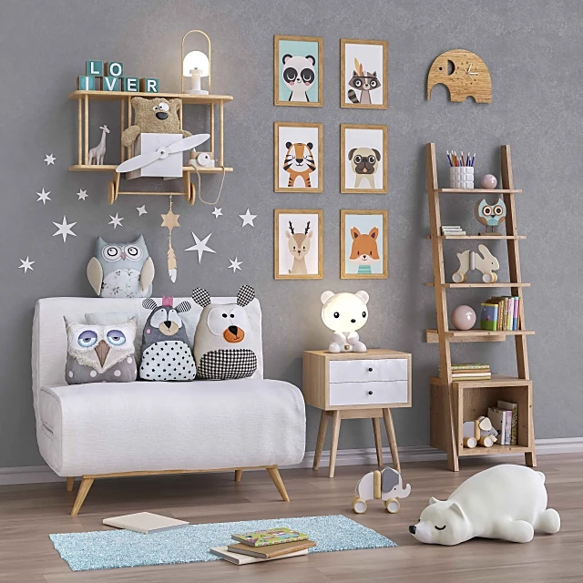Children's Room Decor Set with Playful Animal Themes