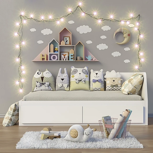 Children's Room Decor Set with Playful Elements and Storage