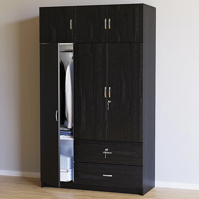 Modern Wardrobe with Dark Wood Finish