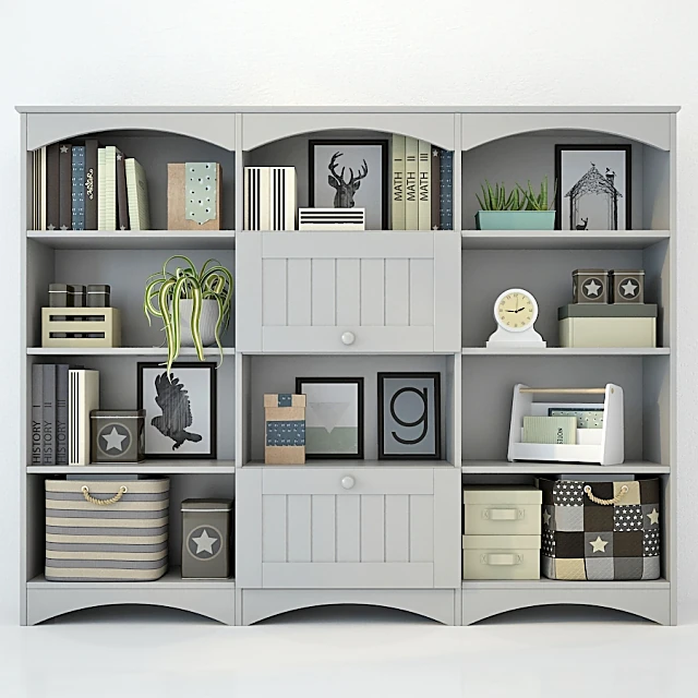 Children's Bookcase with Light Grey Painted Wood