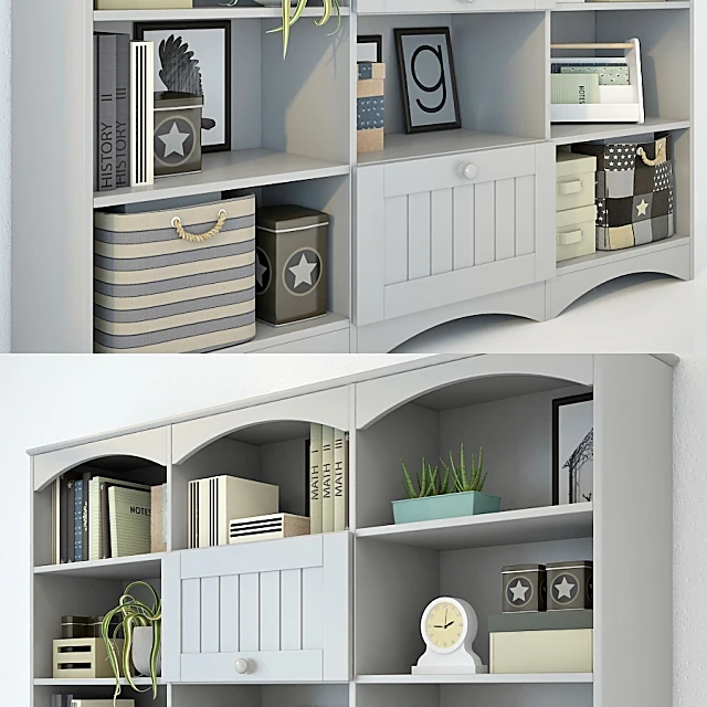 Children's Bookcase with Light Grey Painted Wood (2)