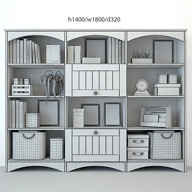 Children's Bookcase with Light Grey Painted Wood (3)