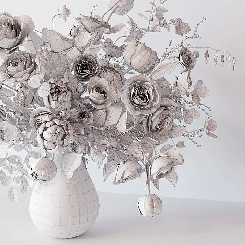 Vibrant Bouquet of Roses in Glass Vase (5)