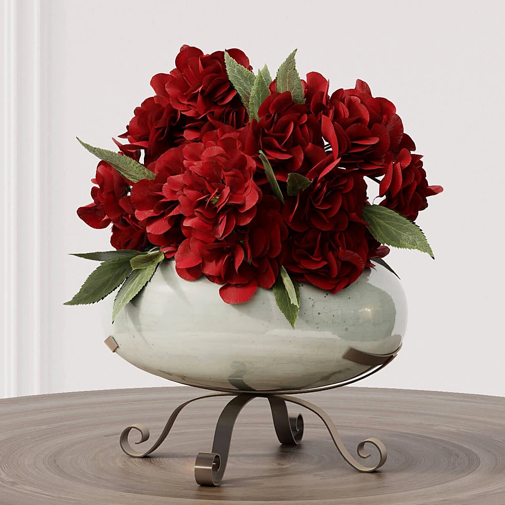 Red Flower Bouquet in Ceramic Vase