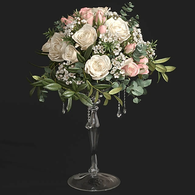 Classic Rose Bouquet in Crystal Vase
