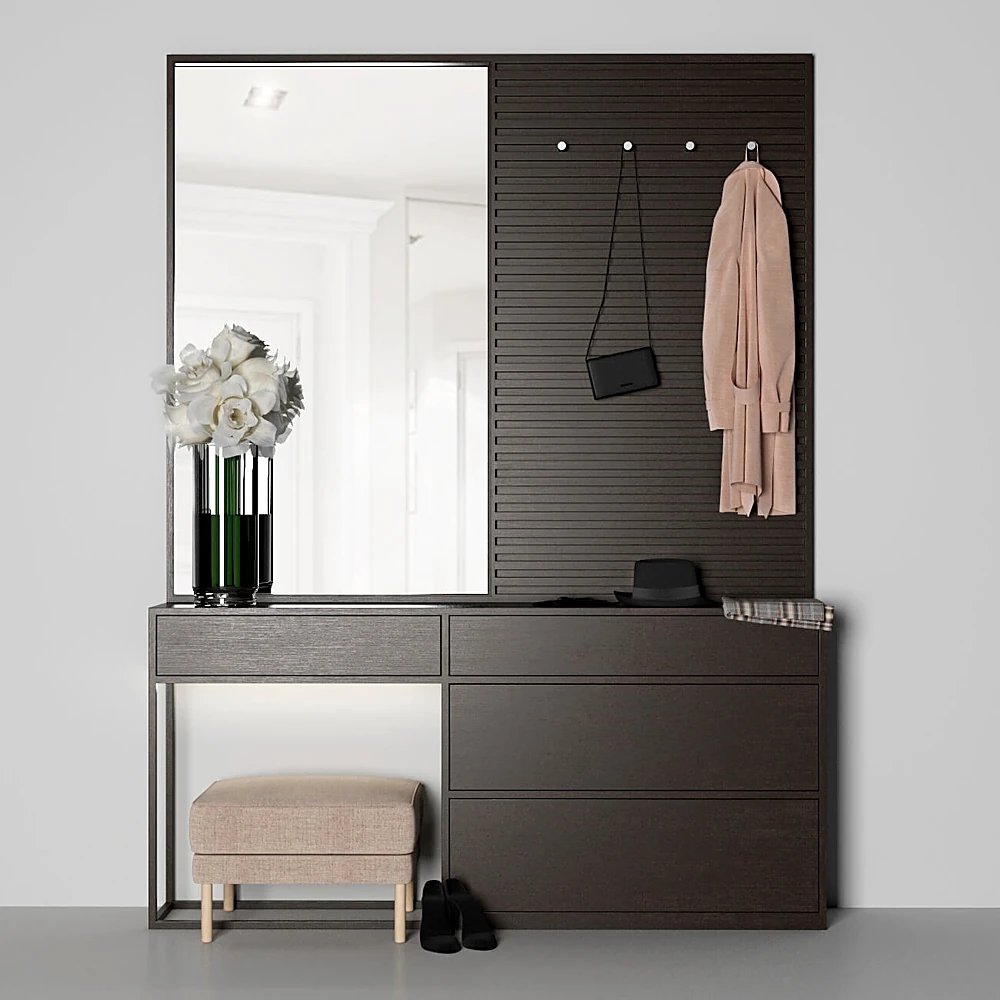 Modern Hallway Unit with Mirror and Storage