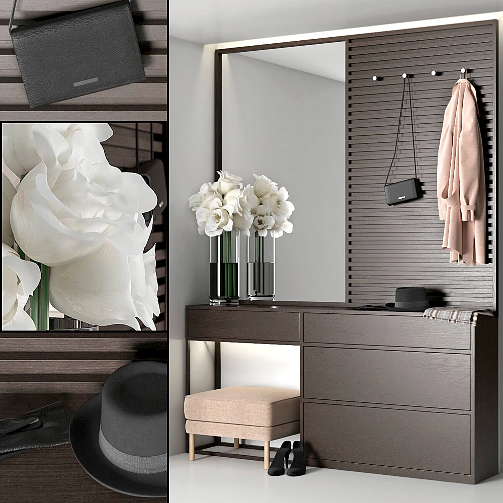 Modern Hallway Unit with Mirror and Storage (2)