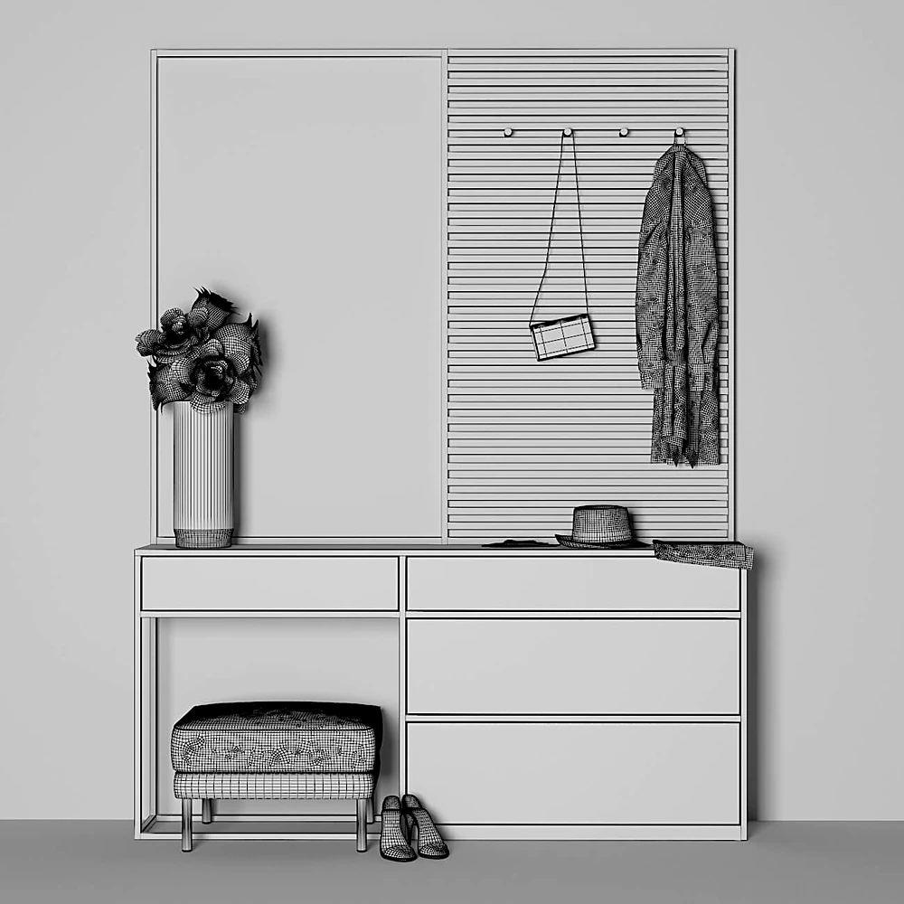 Modern Hallway Unit with Mirror and Storage (5)