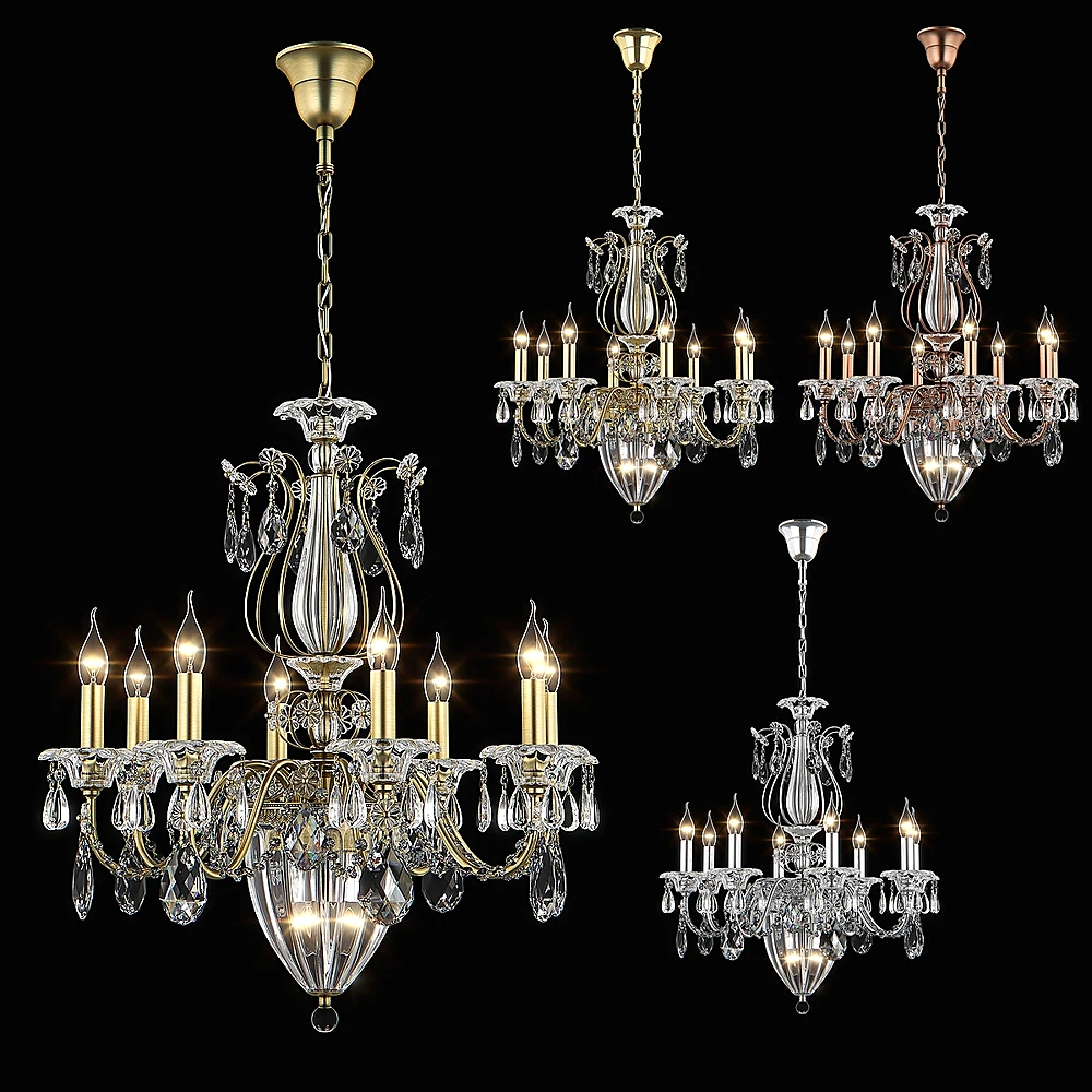 Chandelier with Ornate Crystal and Metal
