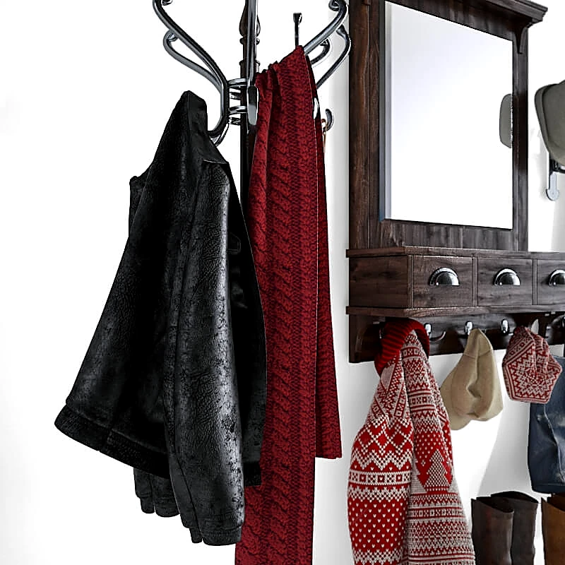 Hallway furniture set with Dark Wood and Metal Details (2)