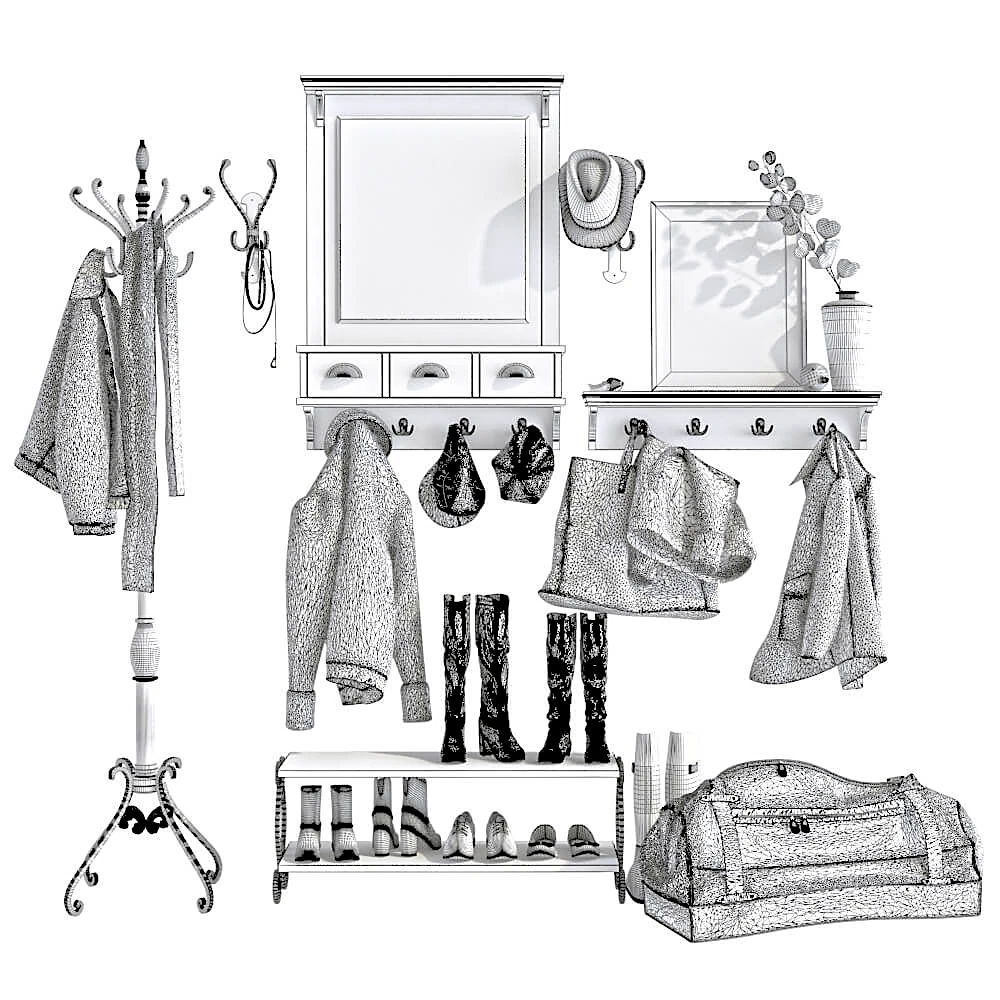 Hallway furniture set with Dark Wood and Metal Details (5)