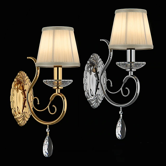 Classic Ornate Wall Sconce with Crystal Drop