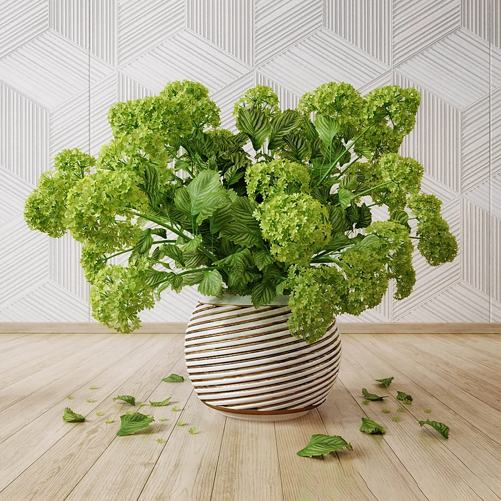 Decorative Plant in Vase with Spiral Striped Vase
