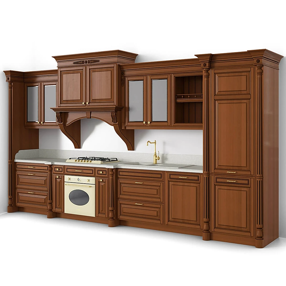 Classic Kitchen Furniture Set with Ornate Wood Finish