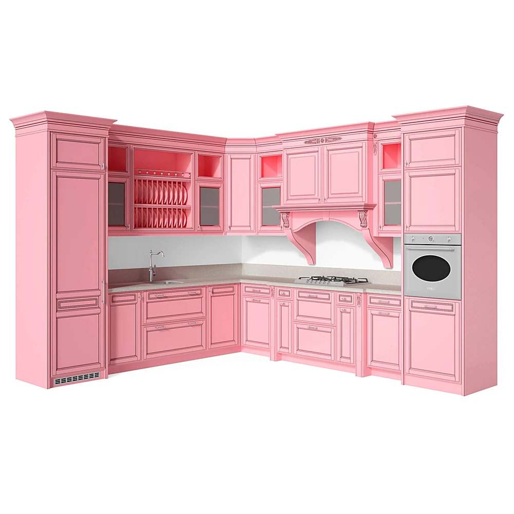 Kitchen Furniture Set with Pink Classic Design