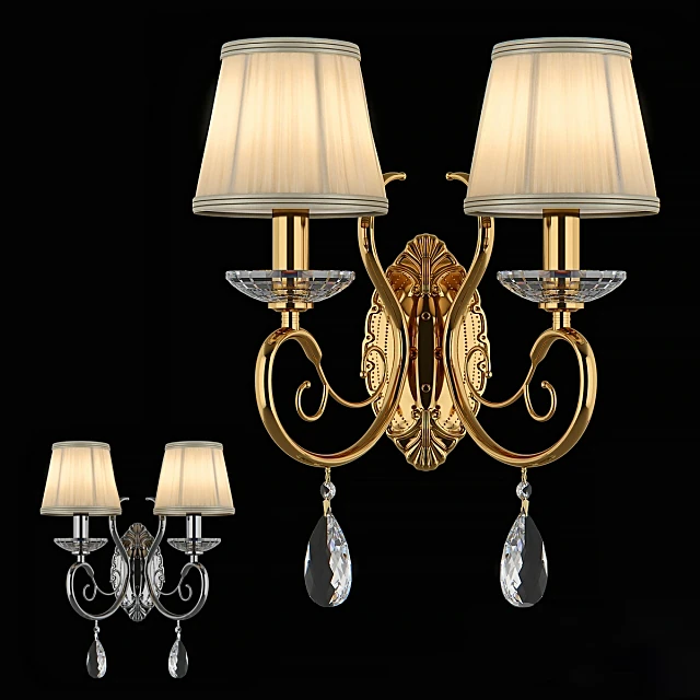 Classic Wall Light with Gold Finish and Crystal Drops