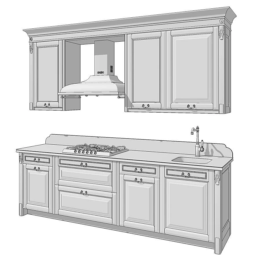 Kitchen furniture set with Classic Cream Finish (3)