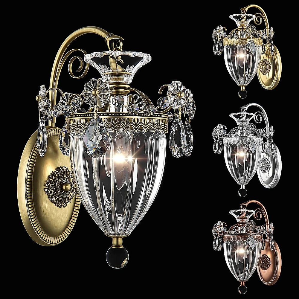 Wall light with Ornate Crystal and Metal Design
