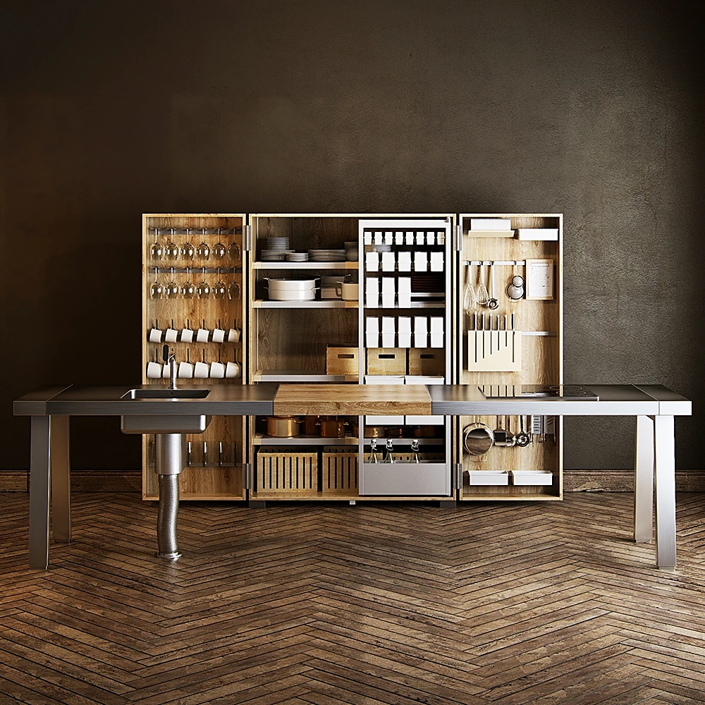 Modern Kitchen Unit with Wood and Metal Elements (2)