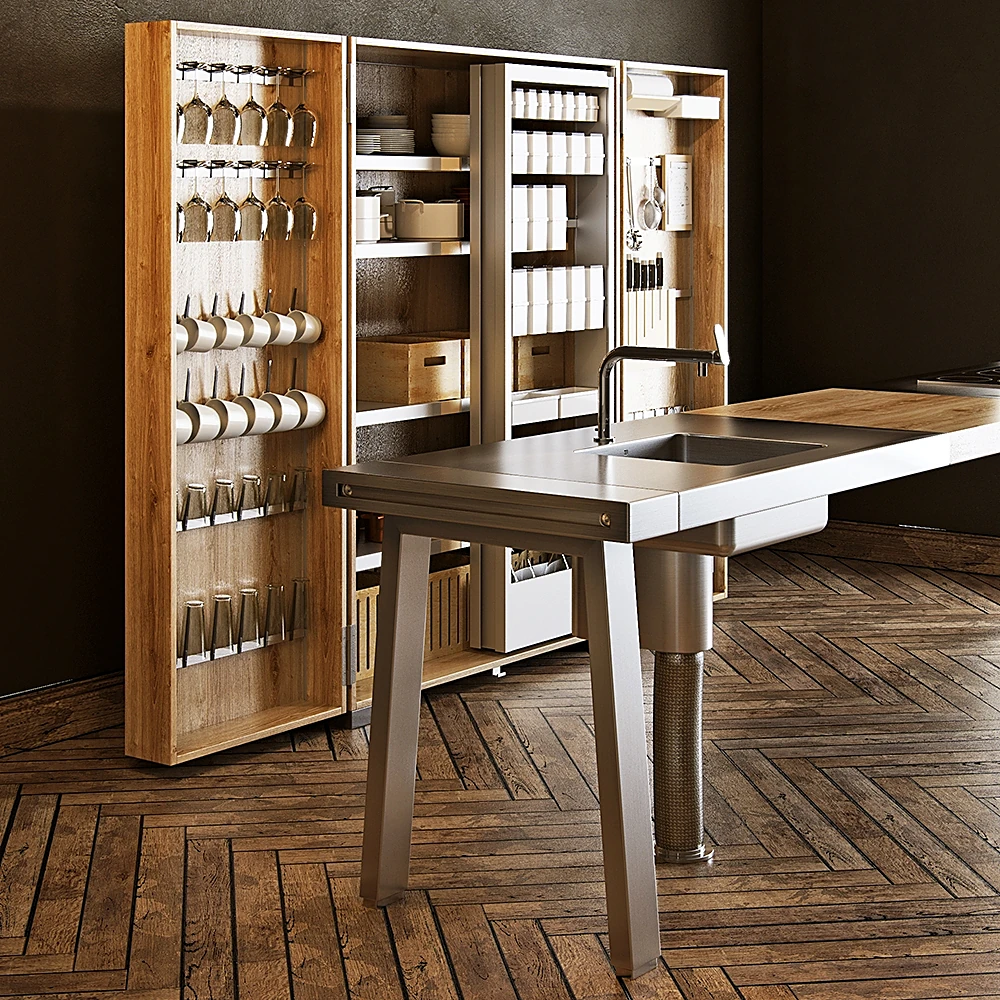 Modern Kitchen Unit with Wood and Metal Elements (4)