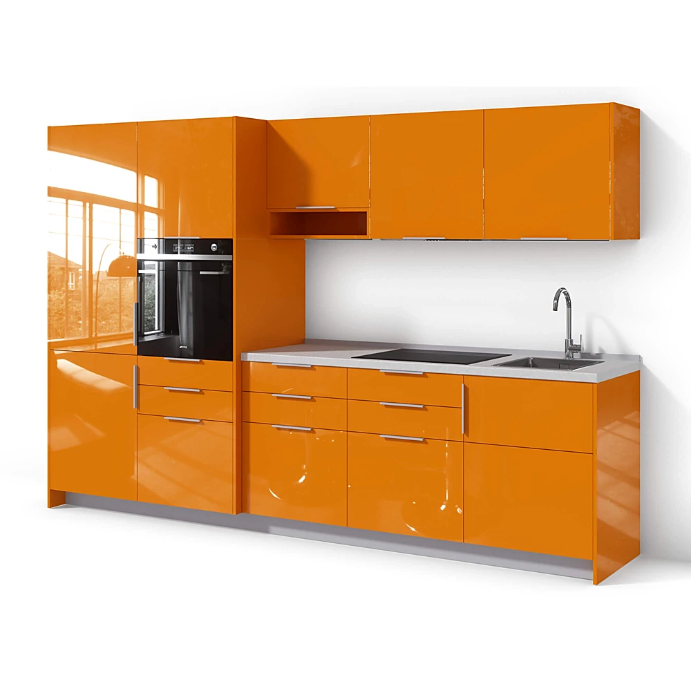 Kitchen furniture set with High-Gloss Orange Finish