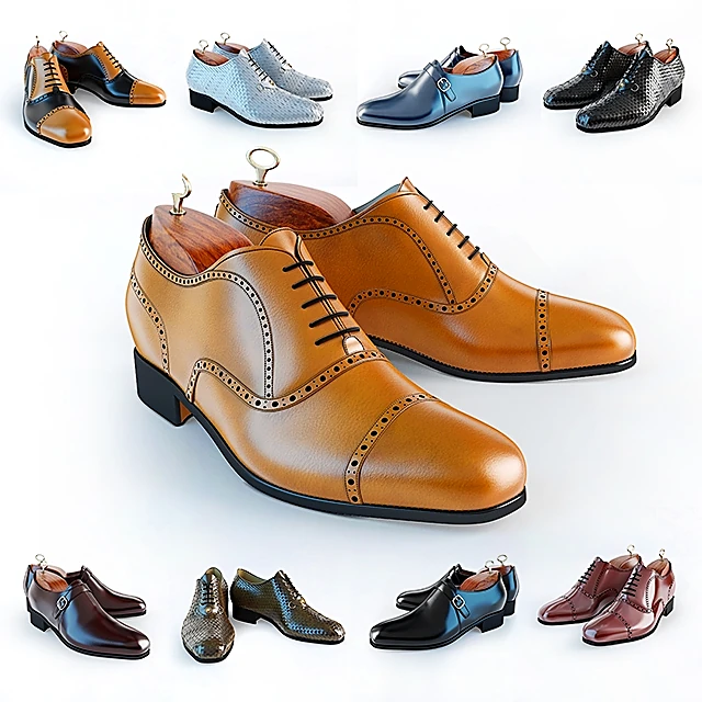 Set of shoes with various leather styles