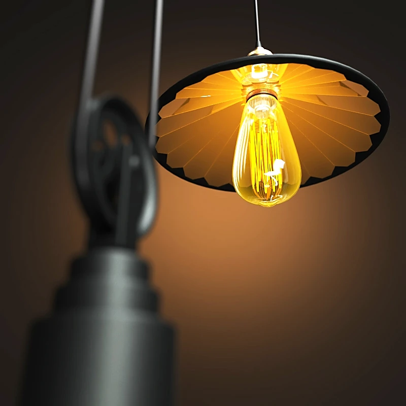 Industrial Wall Light with Pulley System (2)