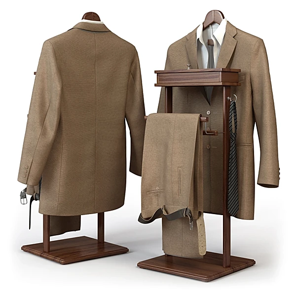 Classic Men's Suit with Wooden Valet Stand