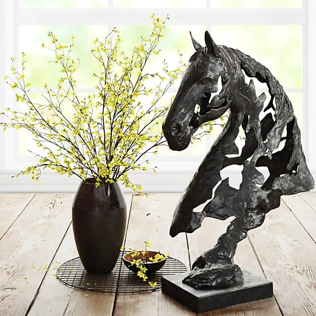 Decorative Set with Abstract Horse Sculpture and Vase