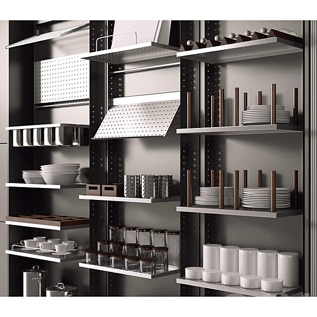 Kitchen System with Dark Wood and Metal (2)