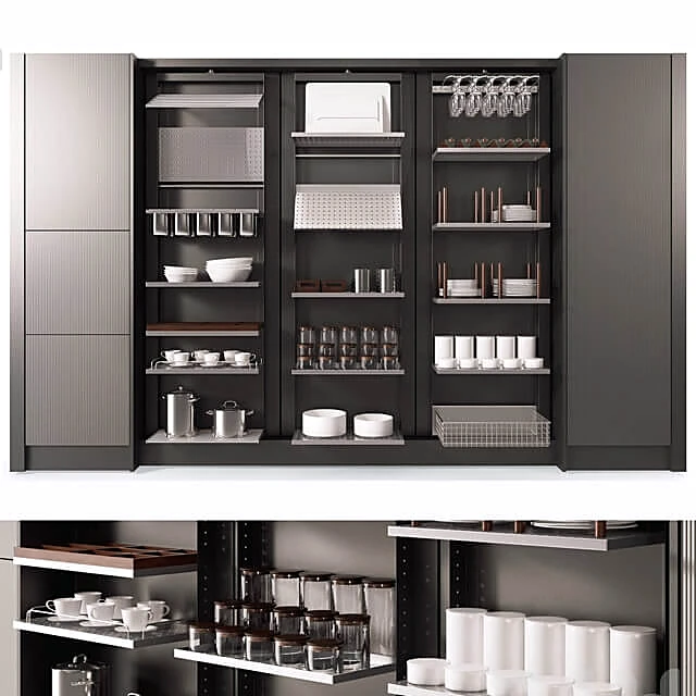Kitchen System with Dark Wood and Metal (3)