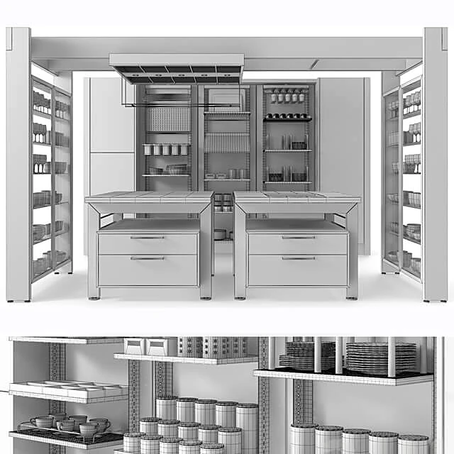 Kitchen System with Dark Wood and Metal (4)
