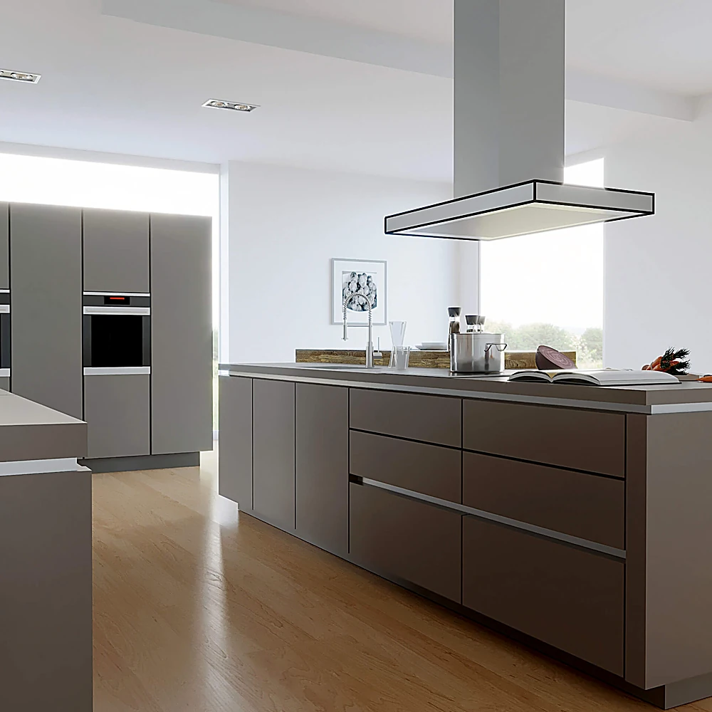 Kitchen Furniture Set with Modern Grey and Wood Accents (2)