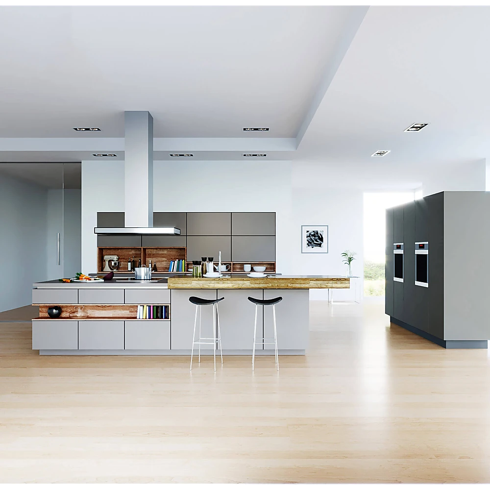 Kitchen Furniture Set with Modern Grey and Wood Accents (4)