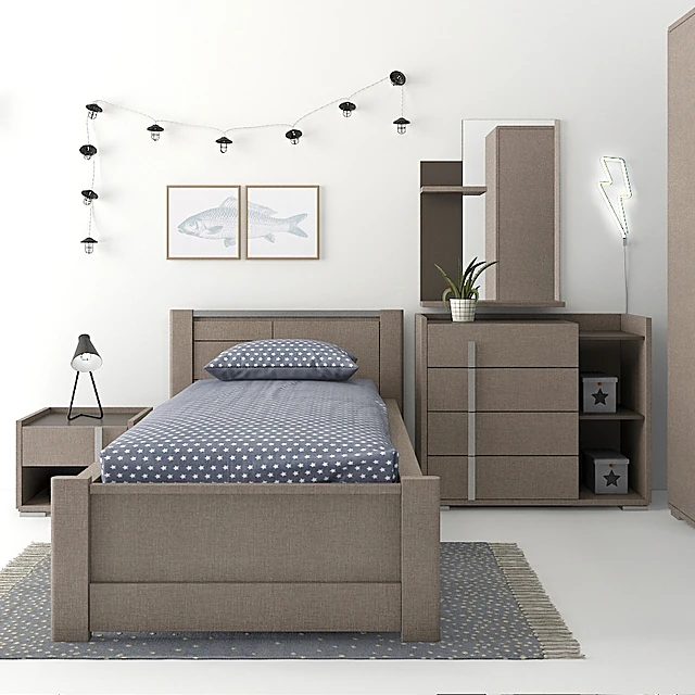 Bedroom Furniture Set with Modern Fabric Finish